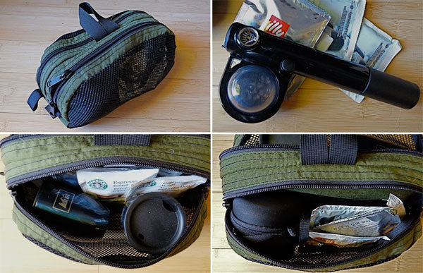 Snake Charmer by TOM BIHN as a travel espresso kit